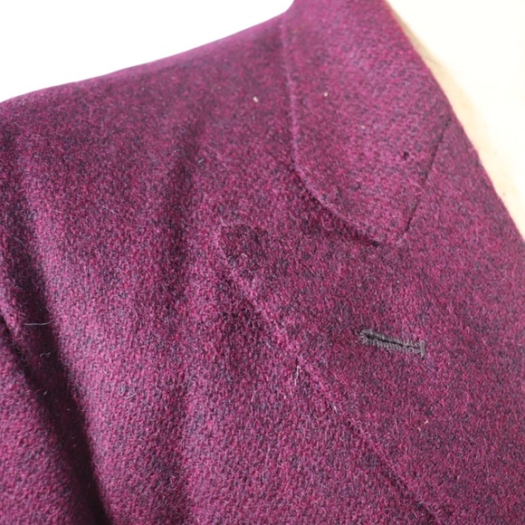 Vintage Mens Bespoke Handwoven Donegal Tweed Purple Wool Jacket - Picture 6 of 15